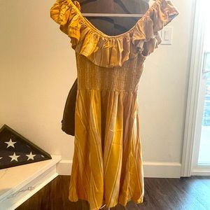 Golden Rip Tide Shoulder baring dress
